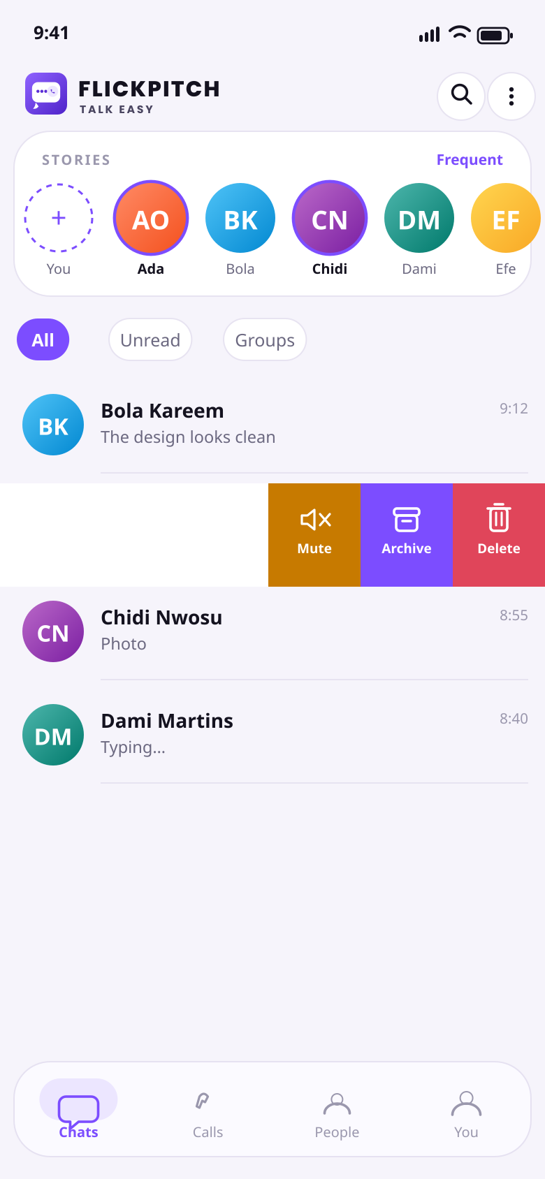 Swipe actions
